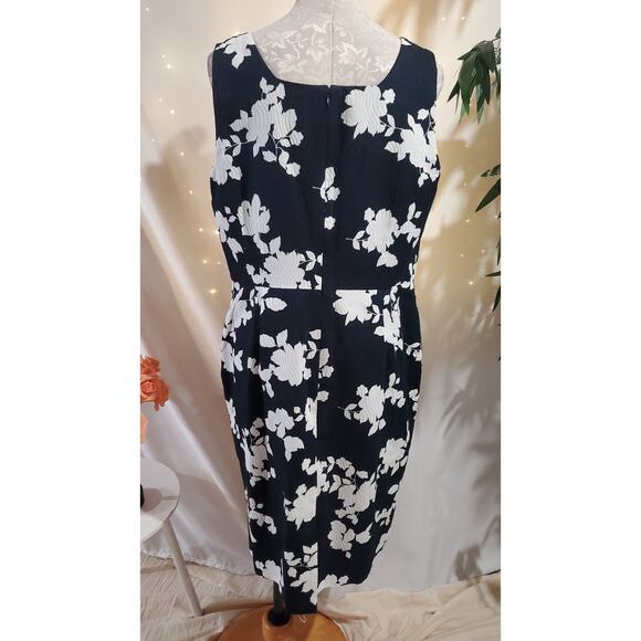 Talbots Floral Textured Cotton Square Neck Sheath Dress Womens Plus Size 16 - Picture 3 of 10